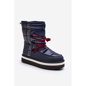 Women's snow boots with laces, dark blue Lilara