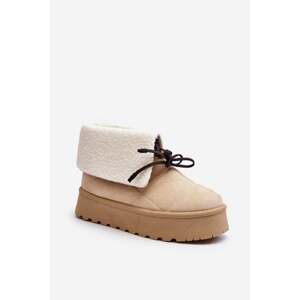 Platform snow boots with sheepskin, light beige Olimuka