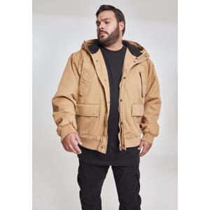 Camel Cotton Jacket with Hood