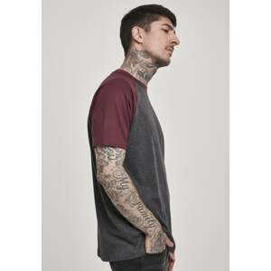 Raglan Contrast Tee cha/burgundy