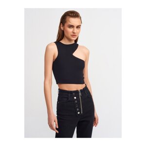 Dilvin 10173 Low-cut Collar Knitwear Crop-black