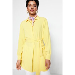 Trendyol Yellow Belted Concealed Pac Knitted Shirt