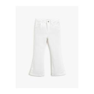 Koton Flared Jeans With Pockets Slit Detail - Flare Jeans With Adjustable Elastic Waist.