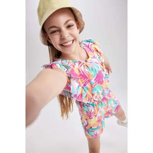 DEFACTO Girl Patterned Short Sleeve Jumpsuit