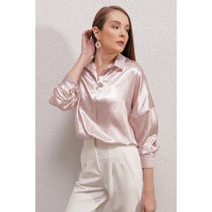 Bigdart 3985 Oversized Satin Shirt - Powder