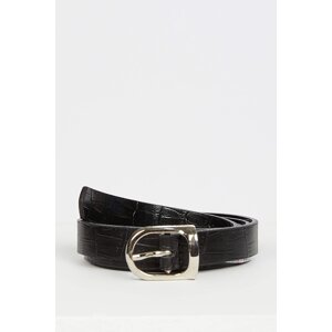 DEFACTO Women's Rectangle Buckle Faux Leather Belt