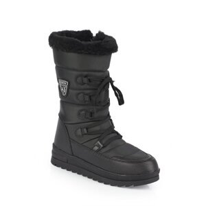 Capone Outfitters Women's Snow Boots with Trak Sole, Side Zipper, Fur Collar, Lace-up and Parachute Fabric