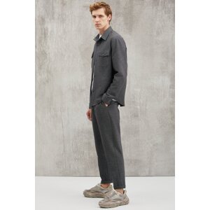 GRIMELANGE Walsh Men's Pique Look Special Fabric Flexible Double Cuff Cord Elastic Waist Trousers