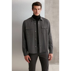 GRIMELANGE JONES Men's Special Pique Look Thick Fabric Closed Pocket Shirt Jacket with Snaps