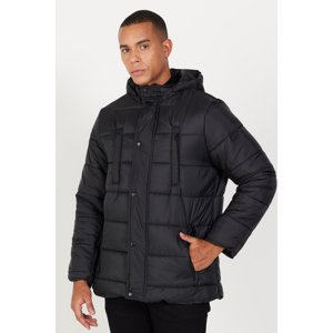 AC&Co / Altınyıldız Classics Men's Black Standard Fit Normal Cut Stand Collar Padded Outdoor Puffer Coat