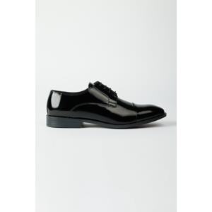 ALTINYILDIZ CLASSICS Men's Black 100% Leather Classic Patent Leather Shoes.