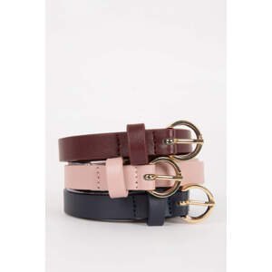 DEFACTO Woman Oval Buckle Faux Leather Triple Jean Belt