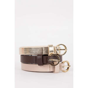 DEFACTO Woman Oval Buckle Faux Leather Triple Jean Belt