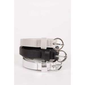 DEFACTO Woman Oval Buckle Faux Leather Triple Jean Belt