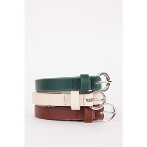 DEFACTO Woman Oval Buckle Faux Leather Triple Jean Belt