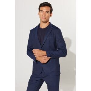 ALTINYILDIZ CLASSICS Men's Navy Blue Slim Fit Slim Fit Mono Collar Dobby Suit