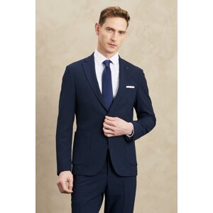 ALTINYILDIZ CLASSICS Men's Navy Blue Recycle Extra Slim Fit Slim Fit Mono Collar Seersucker Patterned Suit