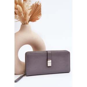 Women's patent leather wallet with magnet grey white