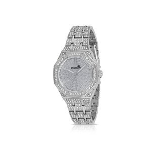 Polo Air Luxury Stone Women's Wristwatch Silver Color
