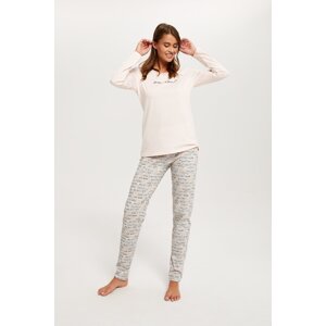 Women's pajamas Karla, long sleeves, long legs - salmon pink/print