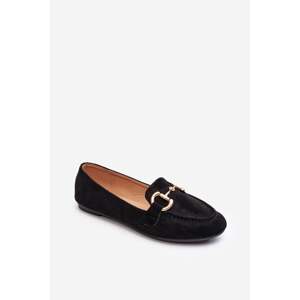 Women's loafers with eco-suede trim, Black Winalita