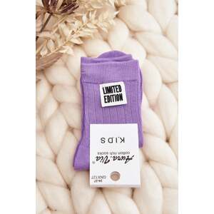 Children's smooth socks with appliqué, purple