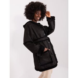 Black women's winter coat with pockets