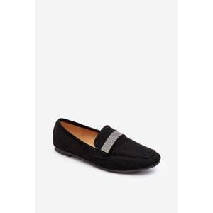 Women's loafers with cubic zirconia Black Ralrika