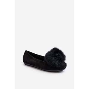 Women's loafers with fur black Novas