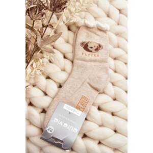 Thick cotton socks with teddy bear, beige