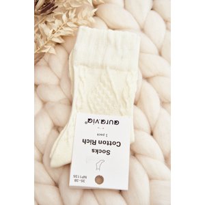 Women's Embossed Cream Socks