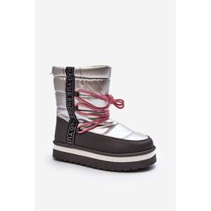 Women's snow boots with silver lacing