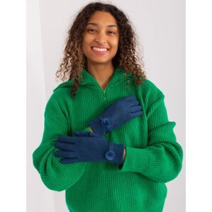 Dark blue winter gloves with pompom