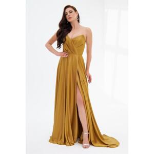 Carmen Saffron Foil Bolero Slit Long Evening Dress