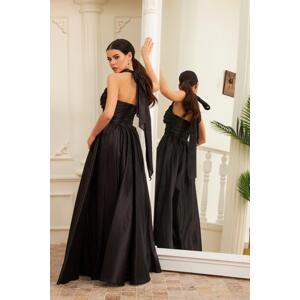 Carmen Black Taffeta Long Evening Dress