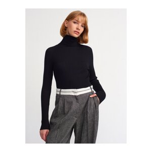 Dilvin 10429 Turtleneck Ribbed Sweater-Black