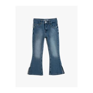 Koton Spanish Leg Denim Pants with Slits and Pockets, Cotton - Flare Jeans