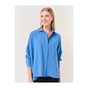 Jimmy Key Cobalt Loose Cut Low Sleeve Long Back Woven Shirt