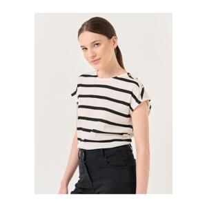 Jimmy Key White Crew Neck Sleeveless Striped T-Shirt