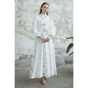 InStyle Floral Embroidered Linen Dress - White