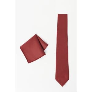 ALTINYILDIZ CLASSICS Men's Burgundy Patterned Tie-handkerchief Set