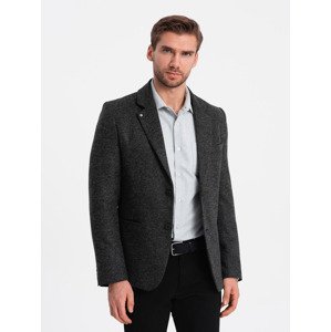 Ombre Men's casual jacket with decorative pin on lapel - graphite melange