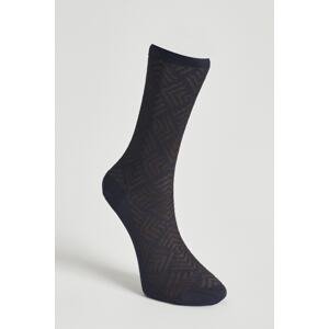 ALTINYILDIZ CLASSICS Men's Navy Blue-brown Single Patterned Bamboo Socks