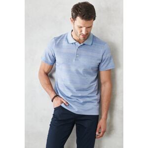 AC&Co / Altınyıldız Classics Men's Blue Slim Fit Narrow Cut Polo Neck Short Sleeve T-Shirt