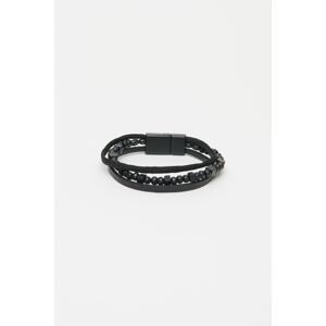 ALTINYILDIZ CLASSICS Men's Black 100% Leather Bracelet