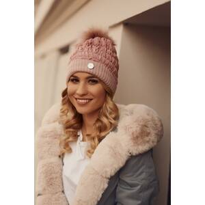Ruffle hat with glitter and pink pompom