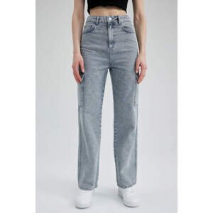 DEFACTO 90's Wide Leg High Waist Cargo Pocket Jeans