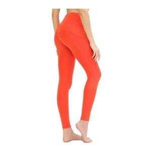 LOS OJOS Women's Orange High Waisted Double Pocketed Leggings