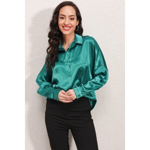 Bigdart 3985 Oversized Satin Shirts - A.green