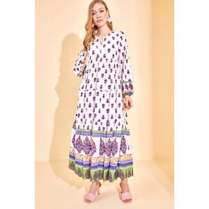 XHAN Women's Purple Patterned Maxi Dress